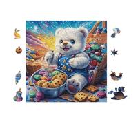 100 Piece Jigsaw Puzzle for Adults Teddy Ours with Cookies 28x28cm Intermediate Level Puzzle Great for Skill Improvement Logical Reasoning Training Brain Exercise