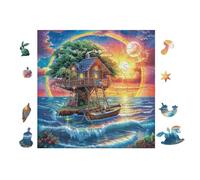 100 Piece Jigsaw Puzzle for Adults Tree Maison in Ocean 28x28cm High Difficulty Puzzle for Advanced Players Great for Skill Training Challenge YoursLutin Gift