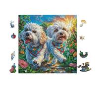 100 Piece Jigsaw Puzzle for Adults Two Caniches 28x28cm Retirement Gift for Elderly Great for Brain Health Memory Training Leisure Time Activity Gift