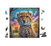100 Piece Jigsaw Puzzle for Adults Œuvre d'art de guépard Sauvage 28x28cm Rainy Day Indoor Activity Perfect for 14+s Teens Adults Family Fun Safe No Burrs Material Gift