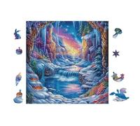 100 Piece Jigsaw Puzzle for Adults Waterfall in Montagne Forest 28x28cm Easy Assembly for Beginners Great for 14+s Teens Improve Hands-on Ability Concentration