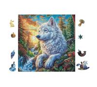 100 Piece Jigsaw Puzzle for Adults White Loup Forêt de Montagne 28x28cm Stress Relief Anxiety Reduction Puzzle Perfect for Office Workers Daily Unwind After Long Work Hours