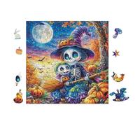 100 Piece Jigsaw Puzzle for Adults Witch with Chat at Halloween 28x28cm Intermediate Level Puzzle Great for Skill Improvement Logical Reasoning Training Brain Exercise