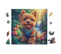 100 Piece Jigsaw Puzzle for Adults Yorkshire Chiot avec des Fleurs 28x28cm Graduation Gift for Students Great for Brain Training Relaxation After Long Time Study Gift
