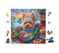 100 Piece Jigsaw Puzzle for Adults Yorkshire Chiot in Knitted SVoituref 28x28cm Boxing Day Gift for Family Great for Gathering Time Together Fun Group Activity Gift