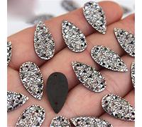 100 pièces 10 * 20mm cristal AB résine strass perles à dos plat forme de goutte coudre sur 2 trous pour vêtements robe artisanat-pistolet noir