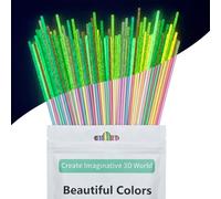 100 Pièces, 10 Couleurs, filament PCL phosphorescent 2,5mm pour 3D Doodler | 10 recharges phosphorescentes, 10 par couleur, 100 pièces. Idéales pour bricolage DIY. Convient uniquement au 3Doodler Start+
