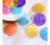 100 pièces 2-en-1 coquillages ronds avec 2 trous, tranches de coquillages rondes polies - Perles de coquillages Capiz - Accessoires décoratifs faits main pour DIY (mélange)