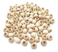 100 Pièces 20 mm Naturel Perles en Bois Rond avec Trou de 10 mmNon Peinte pour Peinture Coloration Bois Rondes Spacer Perles pour DIY Décorations Faites Main Fabrication de Bijoux