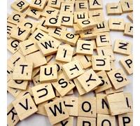 100 pièces/200 pièces Lettres en bois, lettres Scrabble pour l'artisanat, décoration de cadeau DIY en bois, fabrication de dessous de verre d'alphabet et jeu de mots croisés Scrabble M,Sbois