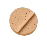 100 Pièces 25cm Papier Cuisson Air Fryer pour 3 à 5L, Rond, Perforé, Brun | résistant à l'huile, étanche, food-grade bpa gratuit, anti-adhésif, résistant à 220 °C, disposable papier sulfurisé
