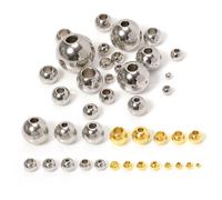 100 pièces 3/4/5/6/8/10mm argent inoxydable entretoise perles boule libre avec grand trou 1.2-5mm pour Bracelets à breloques fabrication de bijoux Couleur or - 5x3mm