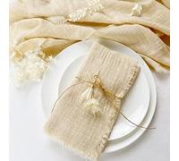 100 pièces 32x32cm Ivoire Gaze Coton Serviette réutilisable fête de Mariage noël Table décor rétro bavures Serviettes Serviette en Tissu