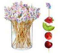 100 pièces/50 pièces/20 pièces/2 pièces Ensemble de cure-dents licorne, convient pour les amuse-gueules, brochettes de bambou de 4,7 pouces, peut être utilisé pour Noël, fête de vacances d'hiver, Sain