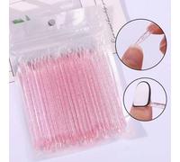 100 pièces/50 pièces/20 pièces Stylos de colle à ongles en cristal rose à double embout, avec un dissolvant de gel de gelée, un repoussoir de cuticules, un pinceau à poudre et un outil de tamponnage,