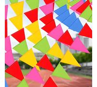 100 pièces/50 pièces Fanions triangulaires arc-en-ciel, décoration de fête vibrante, guirlande de mariage élégante, drapeaux de style rétro, banderoles triangulaires en canevas - faciles à installer, 