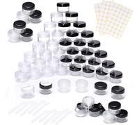 100 Pièces 5ml Conteneur Cosmétique Bidon Vide Transparent Noir Et Blanc Petit Pot De Voyage Rond En Plastique,Peut Être Utilisé Pour Le Baume À Lèvres,La Lotion,La Crème,Les Pilules