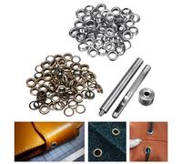 100 Pièces 6mm Oeillets En Laiton Argent Bronze Poincon Outil Kit Cuir Artisanat Vêtements Bricolage Outils Kit