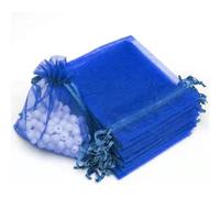 100 Pièces 9x12cm Organza Pochette Cadeau,Pochette Bijoux en Organza avec Cordon de Serrage, Sac de Mariage, Sac de Lavande, Faveur de Mariage(bleu roi)