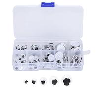 100 pièces à coudre sur les yeux en plastique, globe oculaire d'animal à coudre sur résine, yeux plastique mobiles, noir tailles assorties, bricolage pour enfants, fabrication