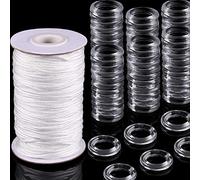 100 Pièces Anneaux de Rideau Romain Transparent Anneau Romain Aveugle et 55 Yards Cordon Romain Aveugle 8-13 mm Anneaux en Plastique Transparent 1,8 mm Cordon d'Ombrage de Levage Tressé Blanc