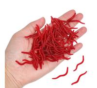 100 Pièces Appâts de Pêche Ver Simulé 4cm en Silicone Rouge | Appât Souple Réaliste, pour Silure et Bass, Eaux Douces ou Salées, Débutants, Saisons Variées