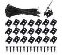 100 Pièces Attaches Cable avec Embase de Serre Cables et Vis, Attache de Câble Noir Supports, 100 mm Autobloquantes Fixations Collier en Nylon pour Organiser Câbles
