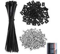 100 Pièces Attaches de Câble Muraux avec Embases Adhesive et Vis, 100 mm Autobloquantes Fixations Électriques Collier de Serrage en Nylon pour Organiser Câbles