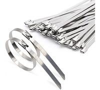 100 Pièces Attaches de câble Robustes, Collier de serrage inox en Acier Inoxydable Serre-câbles Acier Autobloquante 4,6x200mm