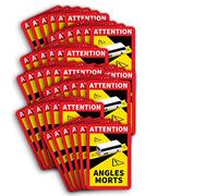 100 pièces Attention Angles Morts pour bus/autocaravanes 25 x 17 cm - Autocollants premium - Signe d'avertissement pour angle mort - France - Avec protection UV spécialement conçue pour l'extérieur de