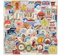 100 Pièces Autocollant Voyage, Voyage Cartes Sticker, Autocollants Pays Villes, Autocollants de Voyage Vintage, Stickers Scrapbooking Voyage pour Ordinateur Portable, Bagages, Skateboard