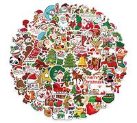 100 pièces Autocollants de décorations de Noël en vinyle autocollants imperméables pour enfants cadeau pour étui de voyage bureau ordinateur portable porte fenêtre cartes