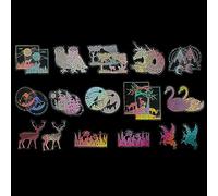 100 Pièces Autocollants Holographiques, Stickers Holographiques Brillants Autocollant Transparents Résine Brillante Imperméable Scrapbooking Autocollant Auto-Adhésif pour DIY Crafts