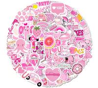100 pièces Autocollants roses de styles mélangés, 4 cm Autocollants graffitis roses colorés de style fille. Fournitures pour scrapbooking retour à l'école. Autocollants amusants pour ordinateur portab