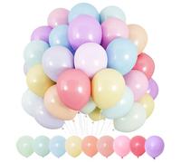 100 Pièces Ballon Pastel, Macaron Latex Ballons, Helium Ballon Multicolores pour Anniversaire, ballon Arc en Ciel, pour Décorations de Anniversaire, Baby Shower, Célébrations Mariage