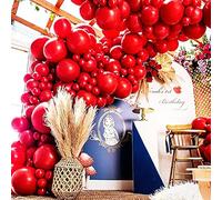 100 Pièces Ballon Rouge Kit Arche de Guirlande de Ballons Rouges Ballons en Latex Rouge pour Anniversaire Mariage Noël Saint Valentin Anniversaire Mariage Décoration