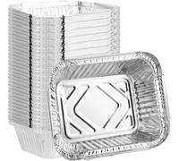 100 Pièces Barquette Aluminium 410 ml, 15 x 12 x 4,6 cm Barquette Aluminium Barbecue pour Griller, Cuire au Four et Servir des Aliments