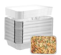 100 Pièces Barquette Aluminium avec Couvercle 850 ml Barquette Alimentaire Jetables, Barquettes en Aluminium Jetables Pour la Cuisson au Barbecue Cuisine (21,3 x 14,3 x 4,3 cm)