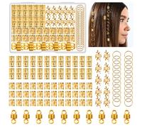 100 Pièces Bijoux Cheveux Tresse Doré, Dreadlocks Perle Cheveux Métal Réglable Vikings Spiral Coils, Bague Cheveux Anneau Cheveux pour Hommes/Femmes Cheveux Décoration und Accessoires de Coiffure