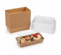 100 Pièces Boîtes à Tranches de Gâteau avec Couvercle Transparent, 19 cm, Boîtes en Papier Résistant à l'Huile - Boîtes à Dessert, Cupcake, Takeaway, pour Boulangerie, Macaron, Sandwich, Cookies