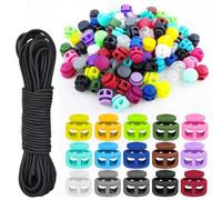 100 Pièces Bouchon de Cordon, Serrure De Corde Double Trou AVCE 4M Corde à Ressort, Ajusteur de Cordon Élastique en Plastique, Stop Serre Cordons pour Sac à Dos, Fixer Lacets Coulisseau