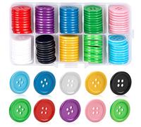 100 Pièces Boutons de Couleur 4 Trous, Ensemble de Boutons de Couture, Boutons en Résine Colorée, Boutons 20mm de Couleur, Boutons pour Enfants, Boutons Mélangés, Coudre des Boutons, Boutons en Rond