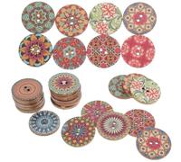 100 Pièces Boutons en Bois Bohèmes à Deux Trous pour Couture et | Motifs Floraux Colorés Assortis, Surface Lisse sans Bavure, pour Poignets, Robes, Scrapbooking et Créations Couleur Aléatoire