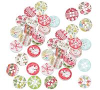 100 Pièces Boutons en Bois de Noël à Deux Trous Ambiance | Motifs Flocons et Sapins Verts, Surface Lisse, Faciles à Coudre, pour Bonnets, Manteaux, Créations Style Aléatoire