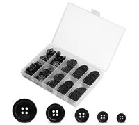 100 Pièces Boutons Noir,4 Trous Boutons en Résine,5 tailles différentes boutons à coudre ronds,pour la Couture, L'artisanat, le Décoration