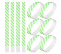 100 Pièces Bracelets D’identification en Papier Vert, Légers | Distribution Facile pour Personnel et Managers, Motif Rayé Voyant, Usage Parc D’attractions et Karaoké
