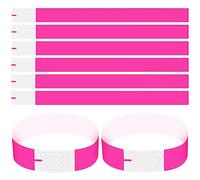100 pièces Bracelets d‘identification, Étanche Indéchirable Bracelets en Sécurité avec Fermeture Adhésive, Événementiels Bracelets d'entrée pour Club Fêtes Festival, 25 x 2 cm (Rose)