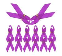 100 Pièces Broche Caritative Ruban Pourpre en Polyester Épingles | Accessoire Discret, Métal et Polyester, Distribution en Lot, pour Revers et Vêtements Lors D’assemblées Scolaires