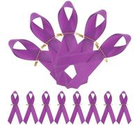 100 Pièces Broche Ruban Pourpre en Tissu et Fer pour Soutien