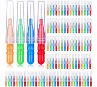 100 Pièces Brosse Interdentaire Cure-Dents de Soie Dentaire Brosse d'Hygiène Dentaire Buccale Cure-Dents de Soie Dentaire Outil de Nettoyage de Dent (Rouge, Bleu, Vert Clair, Orange)